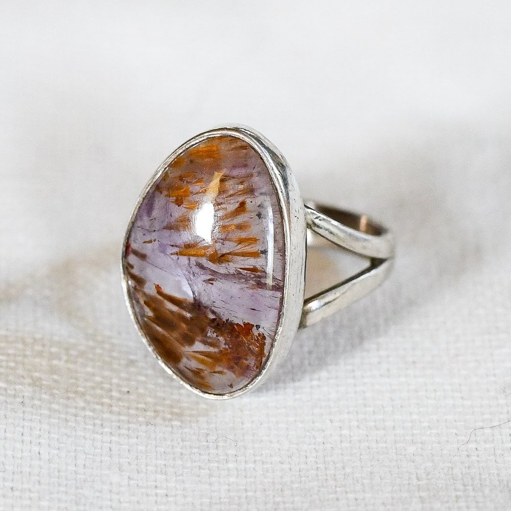 Auralite Sterling Silver Ring, Sz 7.5